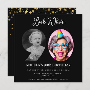 Foto Montage Geburtstagsparty 90 Jahre alt Einladung