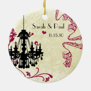 Foto Musical Black Plum Birds Vintag Kronier Keramik Ornament