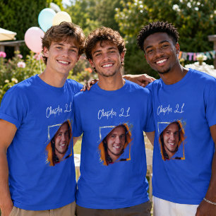 Foto Name 21. Geburtstag königsblau T-Shirt