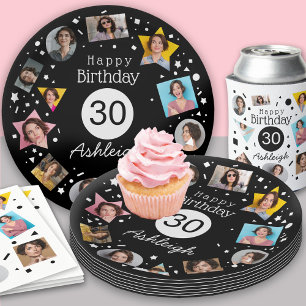 Foto Name 30. Geburtstag Pappteller