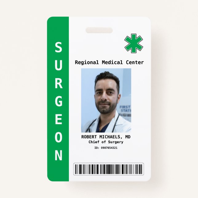 Foto, Name, Bar, Logo des Mitarbeiters Ausweis (Vorderseite)