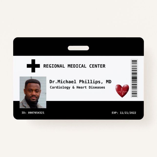 Foto, Name, Bar, Logo des Mitarbeiters Ausweis (Vorderseite)