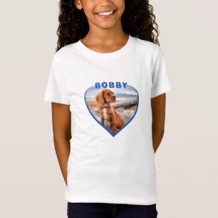 Foto Name Blue Heart Dog Girl T-Shirt
