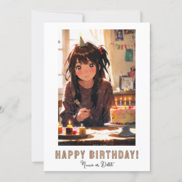 *FOTO NAME Geburtstagstorte ANIME Mädchen  Einladung