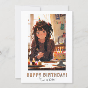 *FOTO NAME Geburtstagstorte ANIME Mädchen Einladung