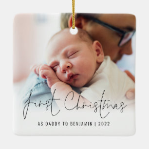 Foto Name Jahr Erste Weihnacht als Papa Keramikornament