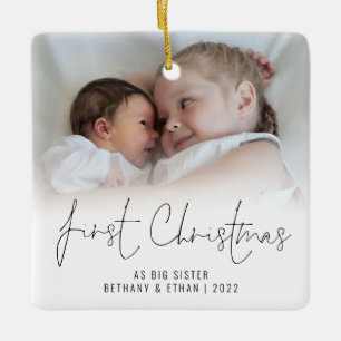 Foto Name Jahr Erste Weihnachtsfeier Große Schwest Keramikornament