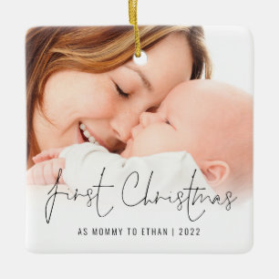 Foto Name Jahr Weihnachten als Mama Keramikornament