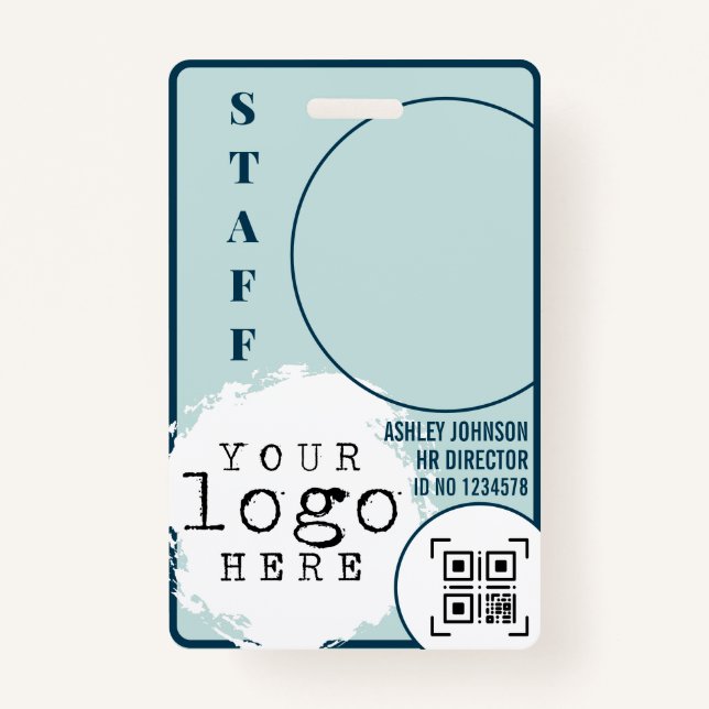 Foto Name Karte QR-Code für moderne Geschäftsmitar Ausweis (Vorderseite)