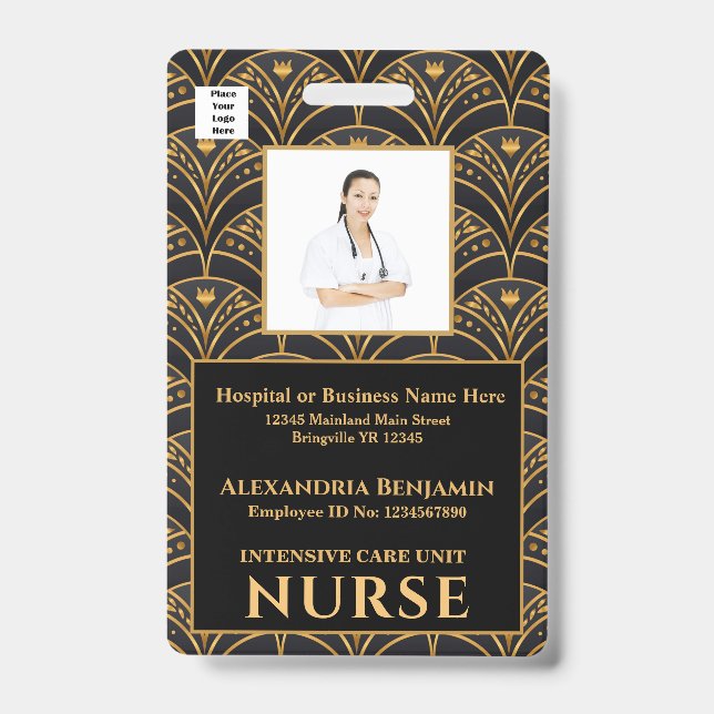 Foto Name Logo-Bar-Code-Krankenhaus Ausweis (Vorderseite)