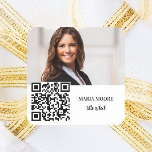 Foto Name Markenfarbe QR Code Geschäft Quadratischer Aufkleber