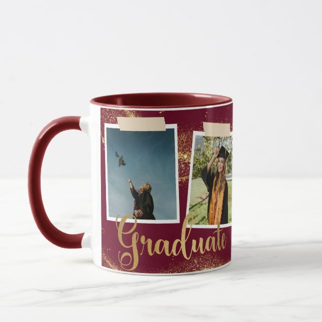 Foto Name Maroon Abschluss Tasse (Links)