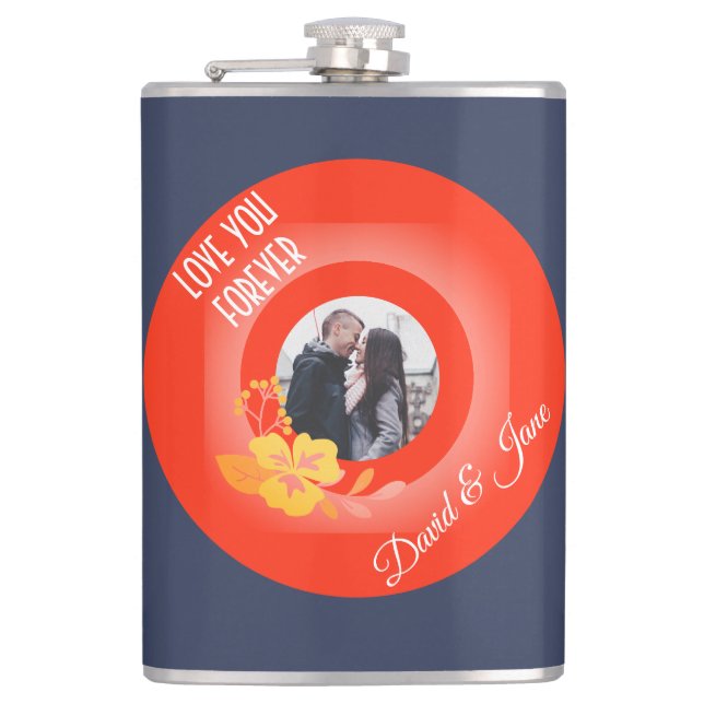 Foto Name Modern Romance Sweet Valentinstag Flachmann (Vorderseite)