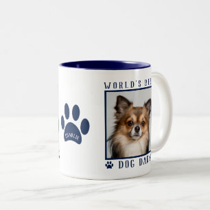 Foto Name Pfotenabdrücke Navy Bester Hundedaddy de Zweifarbige Tasse