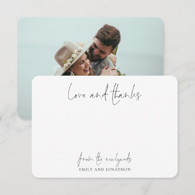 Foto Name Skript Hochzeit Neu verheiratete Liebe D Dankeskarte (Vorne/Hinten)