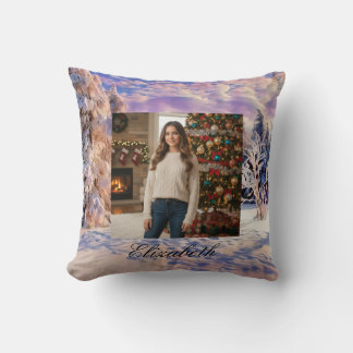 Foto Name Winterlandschaft Wasserfarbe Lila Rosa  Kissen