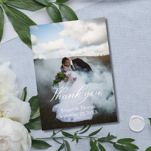 Foto Namen und Datum Hochzeit Danke Karte
