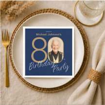 Foto Navy Blau Gold Elegant Individuell 80. Geburt