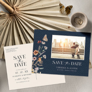 Foto Navy Save the Date Postkarte