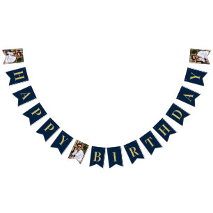 Foto Navy und Gold Art Deco Rahmen Alles Gute zum Wimpelkette