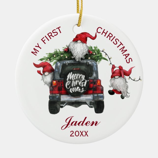 FOTO nennt meinen ersten Weihnachts-Wasserfarbenur Keramik Ornament (Vorne)