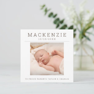Foto neues Baby Foto Personalisiert 2-seitig Mitteilungskarte