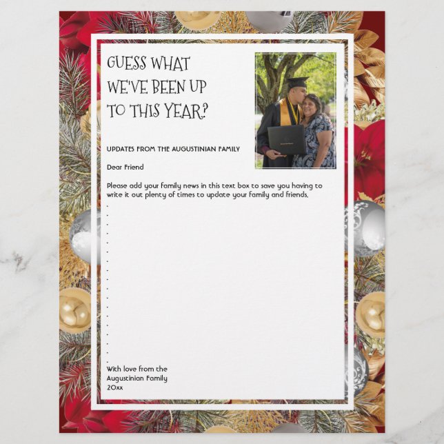 Foto-Newsletter | CHRISTMAS WREATH | Familie Briefbogen (Vorderseite)