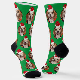 Foto Niedlich Kelly Green Weihnachtsmannmützen Wei Socken