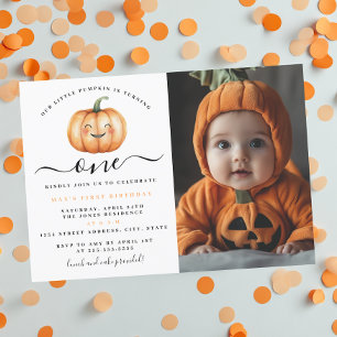Foto Niedlich Little Pumpkin Erste Geburtstagspart Einladung