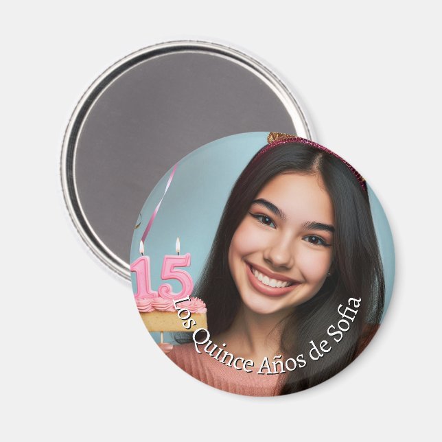 Foto Nombre Fiesta de Quince Años Magnet (Vorderseite/Rückseite)