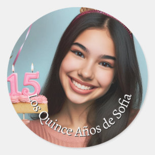 Foto Nombre Fiesta de Quince Años Runder Aufkleber