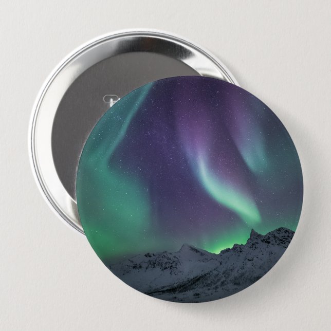Foto Nordlichtlandschaft Button (Vorne & Hinten)