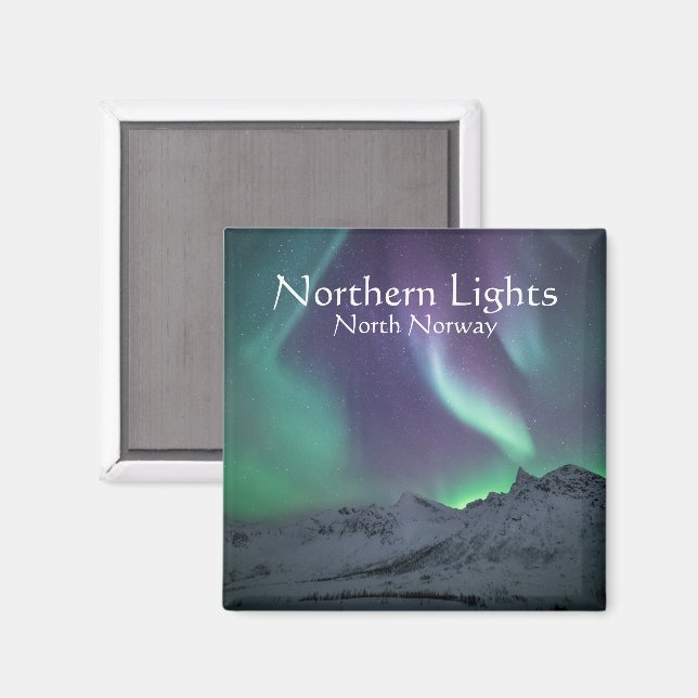 Foto Nordlichtlandschaft Magnet (Vorderseite/Rückseite)