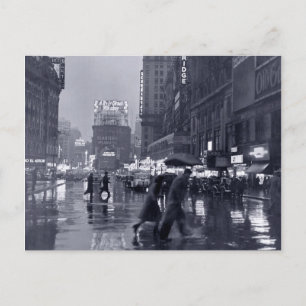 Foto: NYC der 40er Jahre im Regen Postkarte