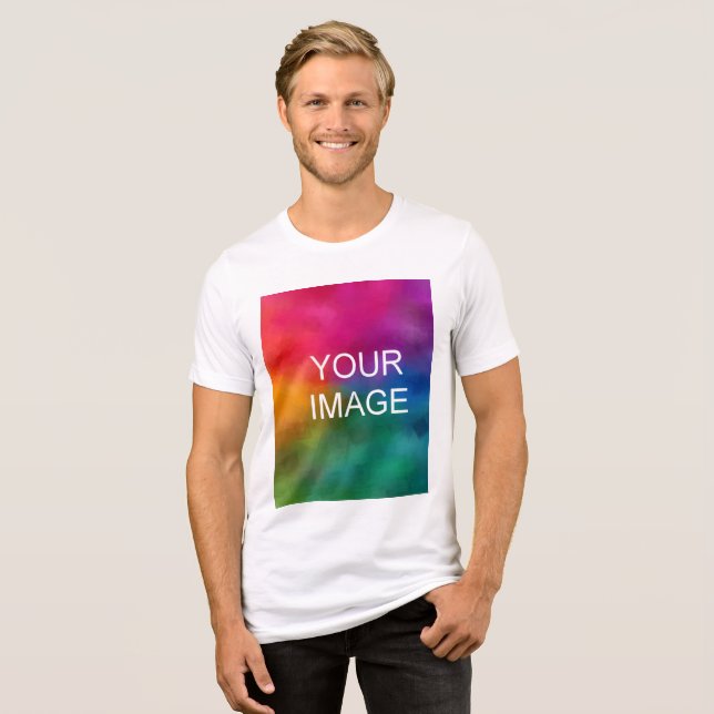 Foto- oder Logo-Vorlage hochladen Mens Classic Whi Tri-Blend Shirt (Vorderseite voll)