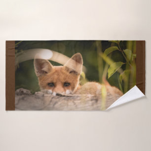 Foto of a Cute Little Orange Fox Badhandtuch Set