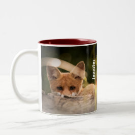Foto of a Cute Little Orange Fox Zweifarbige Tasse