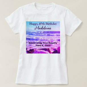 Foto of Atlantic Ocean Waves 40. Geburtstag Lila T-Shirt