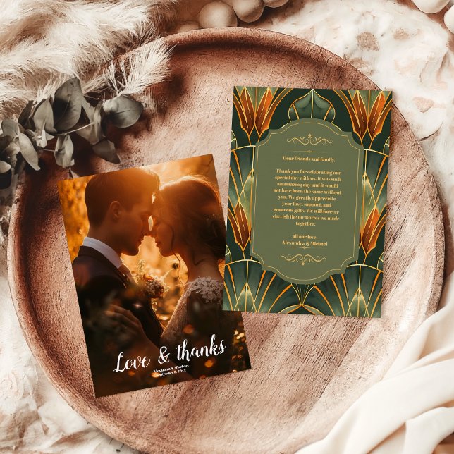 Foto Olivenweg Verzierte Hochzeit Dankeskarte (Von Creator hochgeladen)