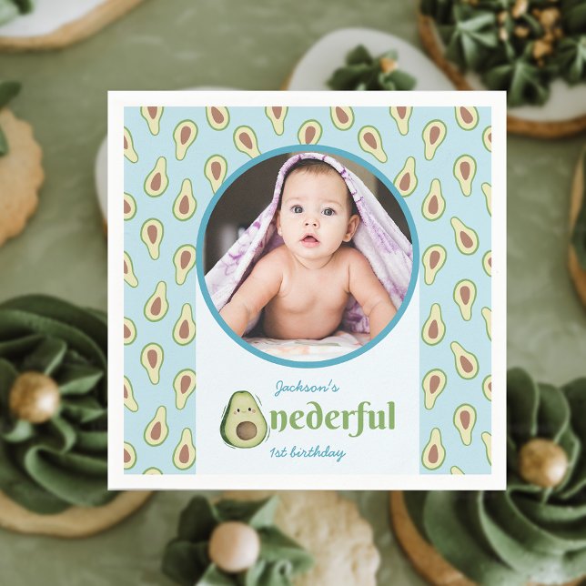 Foto Onederful Avocado 1. Geburtstag Party Serviette (Photo Onederful Avocado 1st Birthday Party Napkins)