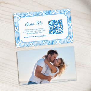 Foto Online RSVP QR Code Blaue Muschel Wasserfarbe Begleitkarte
