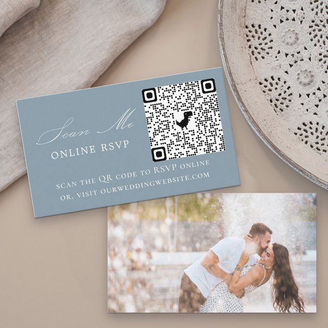 Foto Online UAWG QR Code Dusty Blue Wedding Begleitkarte (Von Creator hochgeladen)