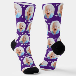Foto Opa Lila Baby Kindervater Tag Socken