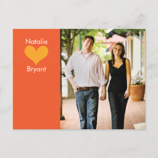 Foto Orange Herz Save the Date Postkarte 2