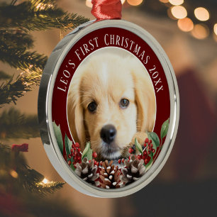 Foto-Ornament des ersten Weihnachtshundes Ornament Aus Metall