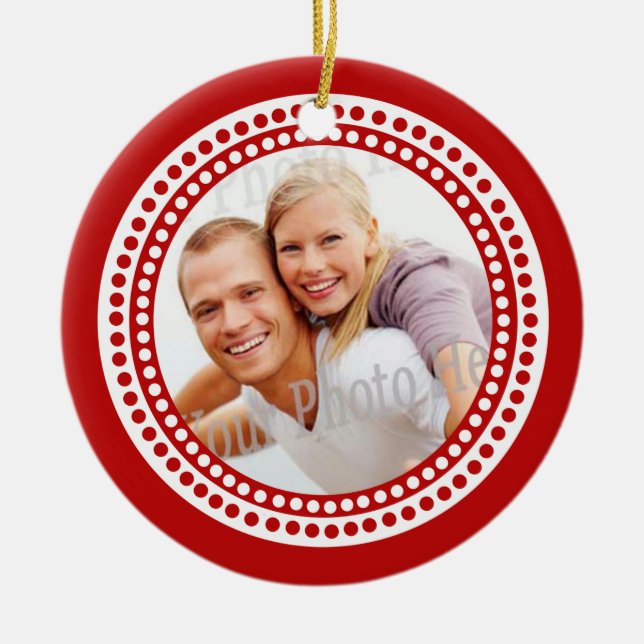 Foto Ornament mit Monogramm Rot (Vorne)