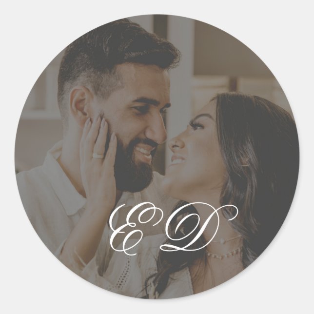 Foto-Overlay für die Schwarze Klassikkalligrafie Runder Aufkleber (Vorderseite)