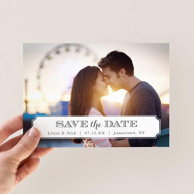 Foto-Overlay in Chic Frame Save the Date Magnetkarte (Von Creator hochgeladen)