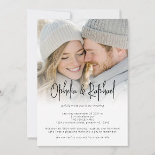 Foto-Overlay Informelle Schrift QR-Code Hochzeit Einladung