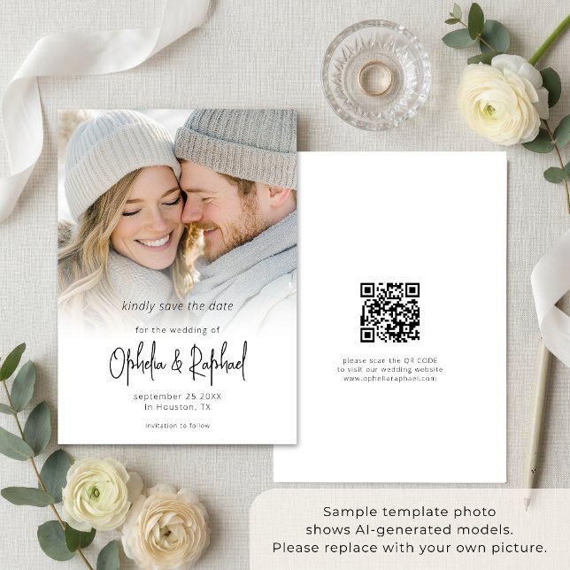 Foto-Overlay Moderne Schrift QR-Code Hochzeit Save The Date (Von Creator hochgeladen)
